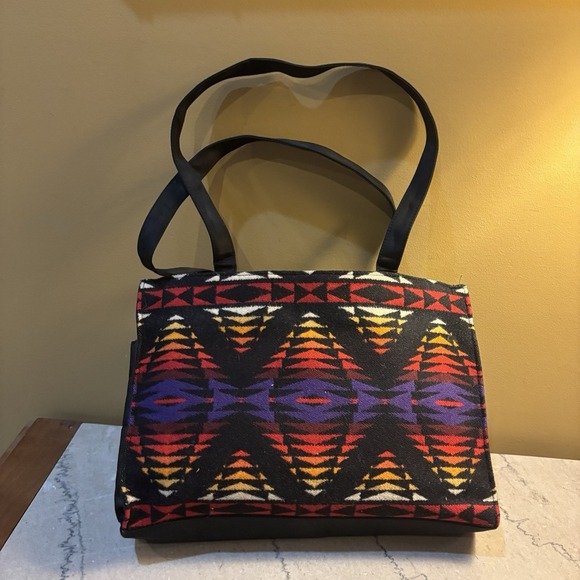 PENDLETON Wool Southwestern Blanket Bag Aztec Carry All RARE - Picture 2 of 13
